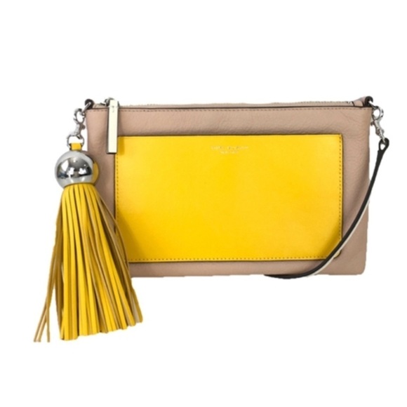 Tory Burch New York color block cross body leather tassel blush/yellow/silver - Picture 1 of 6
